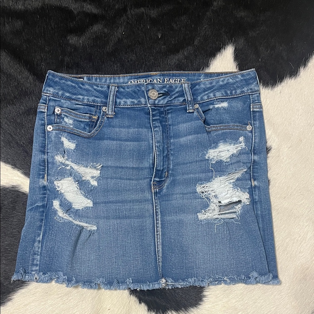 American Eagle Outfitters Ripped Denim Mini Skirt